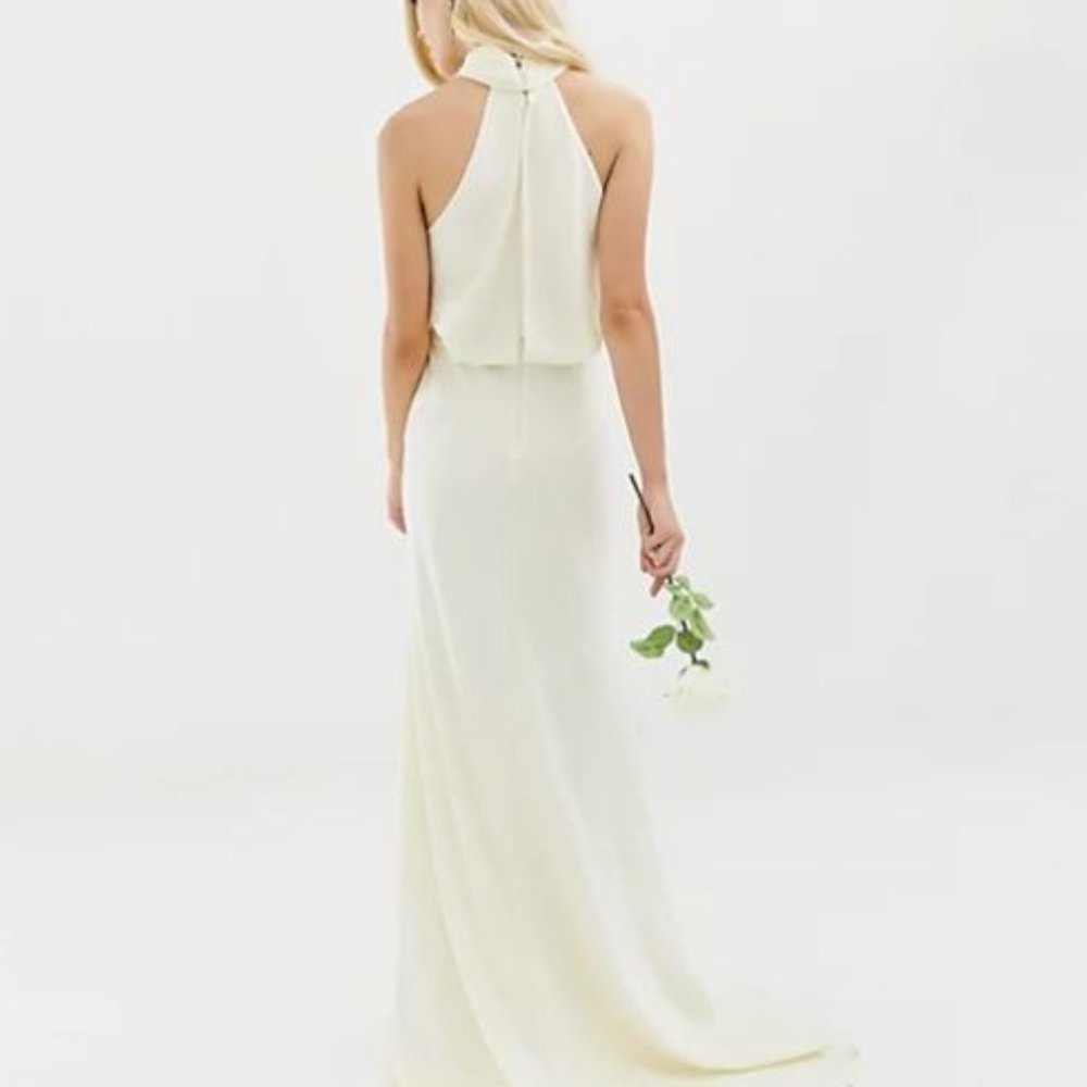 ASOS EDITION ruched halter neck maxi wedding dress